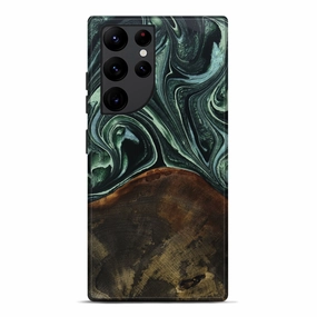 Galaxy S22 Ultra Wood Live Edge Phone Case - Millie (Green, 766949) Anti Yellowing Screen Bubble Free Installation