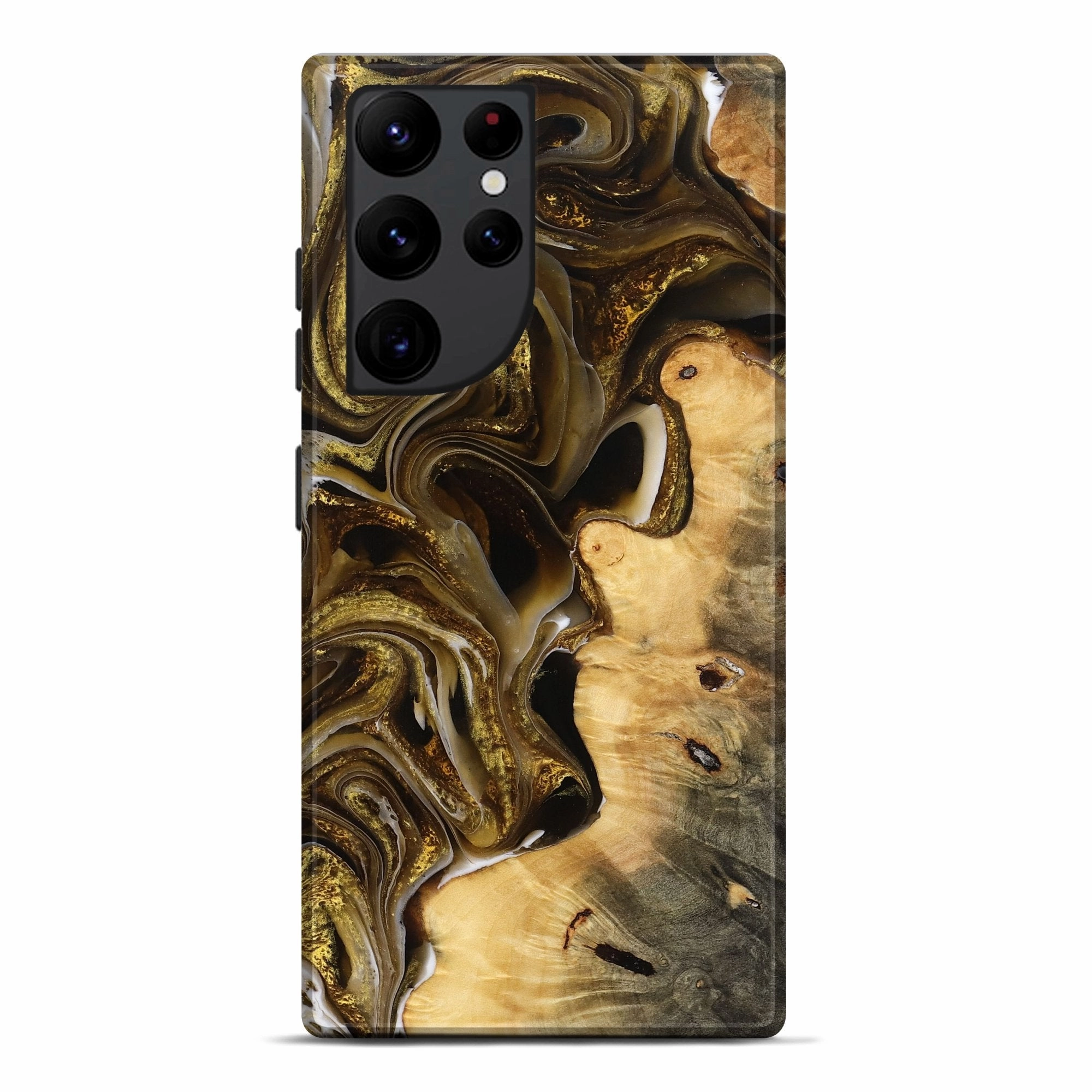 Galaxy S22 Ultra Wood Live Edge Phone Case - Norah (Black & White, 777962) Reinforced Corners Anti Static