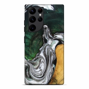 Galaxy S22 Ultra Wood Live Edge Phone Case - Nyra (Green, 777810) Scratch Proof Anti Finger Mark Film