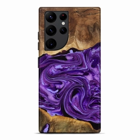Galaxy S22 Ultra Wood Live Edge Phone Case - Owen (Purple, 777380) Scratch Resistant Glass