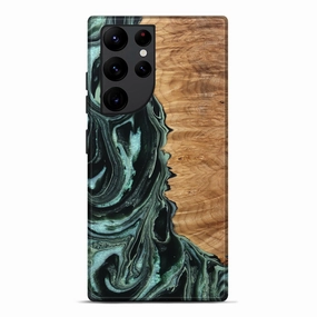 Galaxy S22 Ultra Wood Live Edge Phone Case - Ramon (Green, 778743) Fingerprint Shield Bubble Free Installation