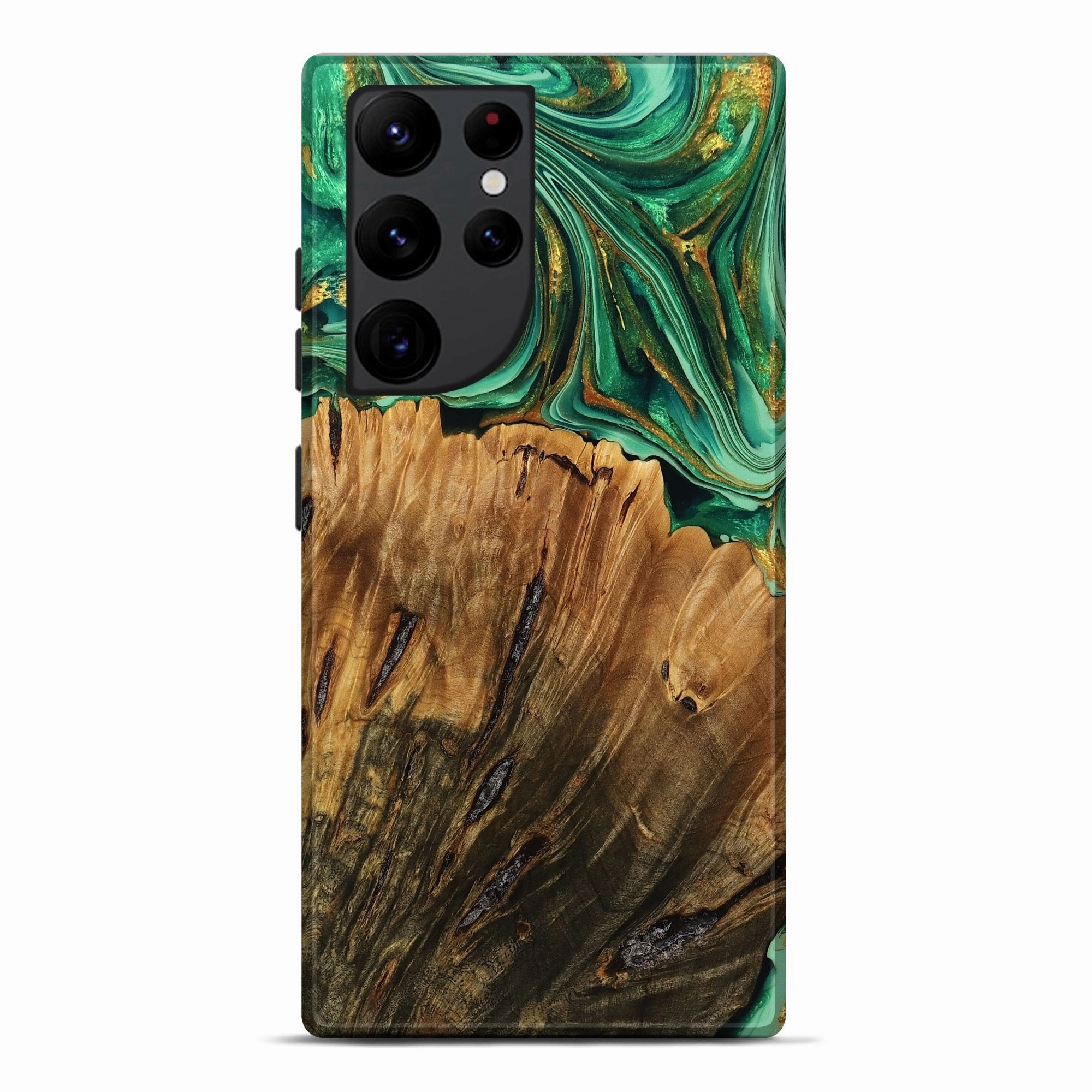 Galaxy S22 Ultra Wood Live Edge Phone Case - Rodger (Green, 775027) Bubble Resistant Film Edge Guard