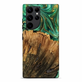 Galaxy S22 Ultra Wood Live Edge Phone Case - Rodger (Green, 775027) Bubble Resistant Film Edge Guard