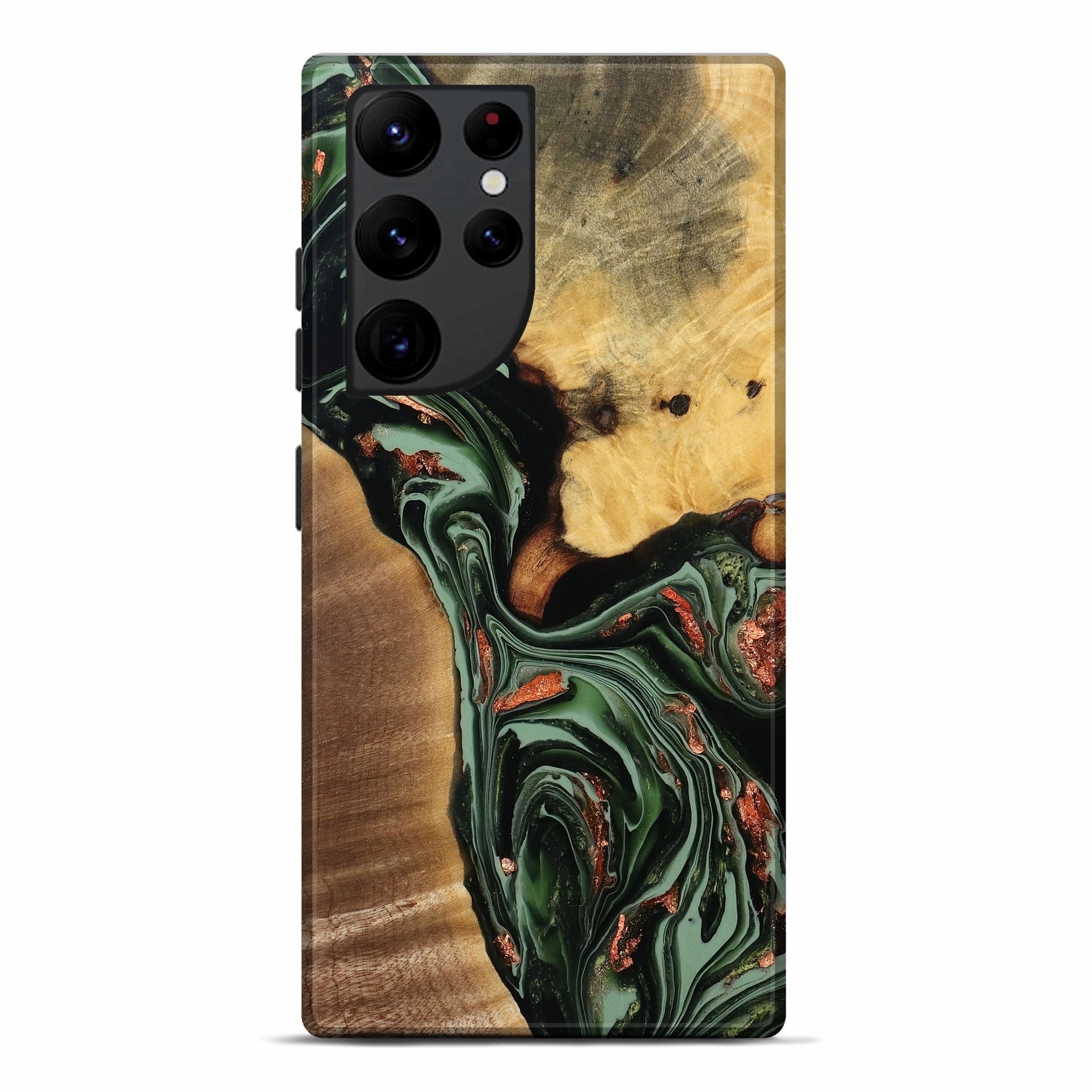 Anti Shock Screen Galaxy S22 Ultra Wood Live Edge Phone Case - Roland (Green, 777972)