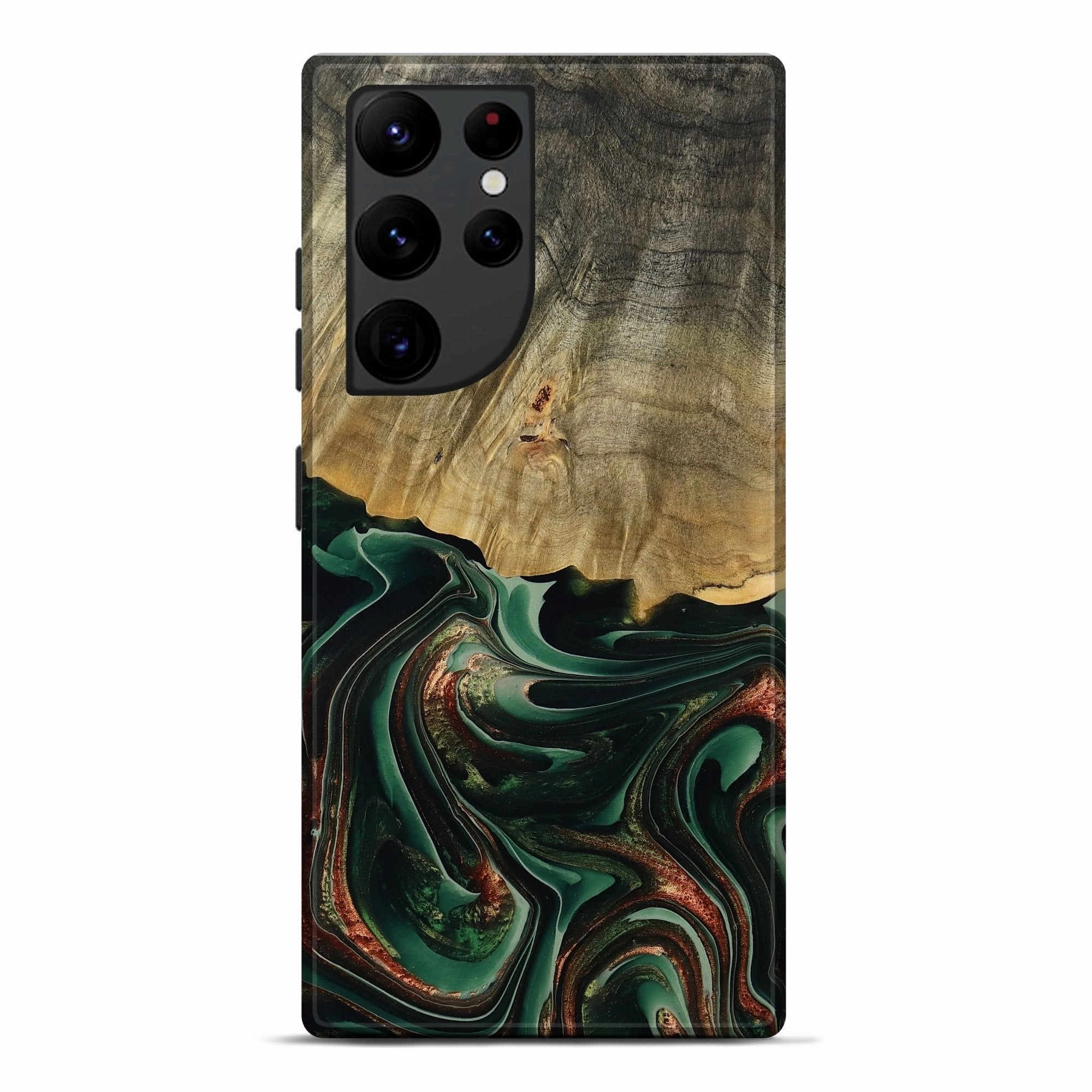 Anti Shock Screen Galaxy S22 Ultra Wood Live Edge Phone Case - Shani (Green, 769887)