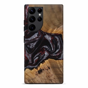 Galaxy S22 Ultra Wood Live Edge Phone Case - Shelba (Red, 767326) Anti Finger Oil Fingerprint Resistant