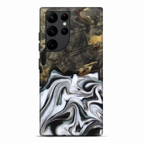 Shock Proof Film Galaxy S22 Ultra Wood Live Edge Phone Case - Stephen (Black & White, 781236)