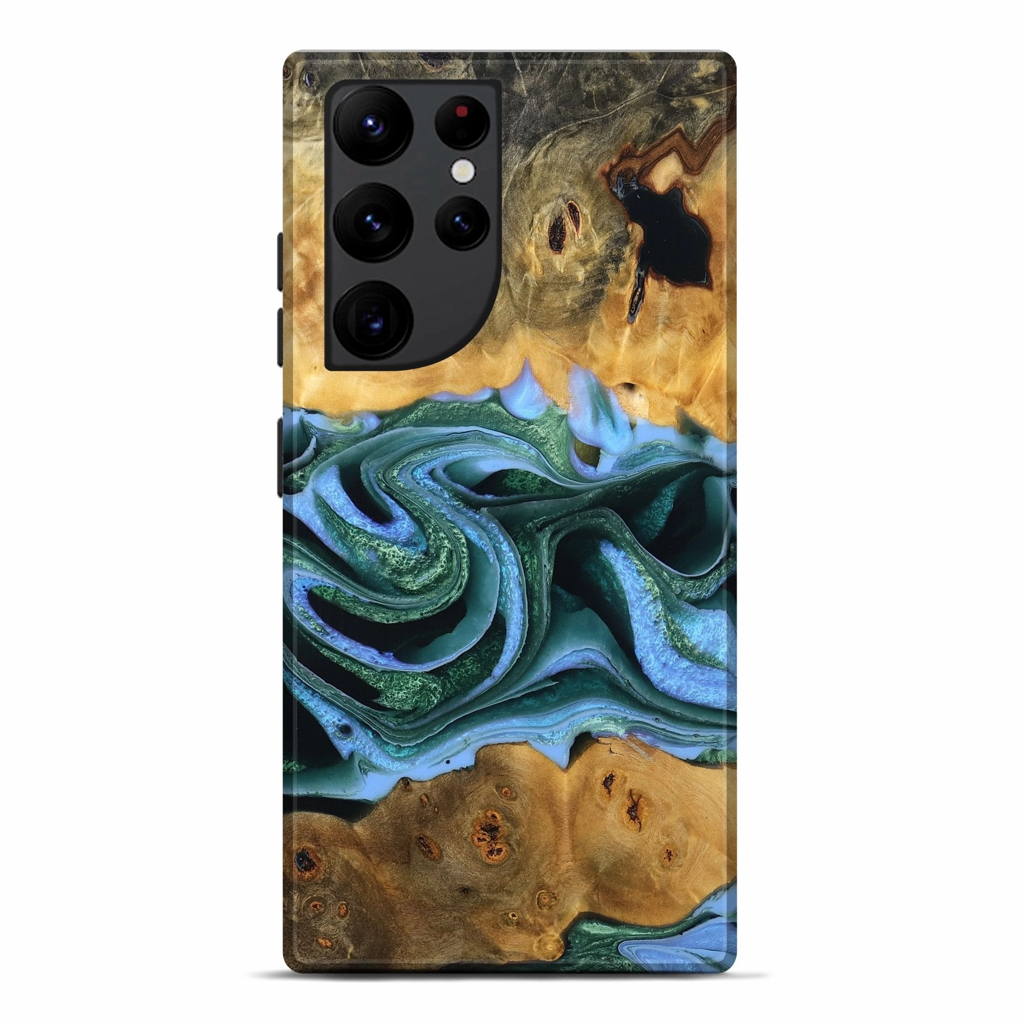 Galaxy S22 Ultra Wood Live Edge Phone Case - Tara (Green, 778761) Drop Resistant Fingerprint Resistant Screen