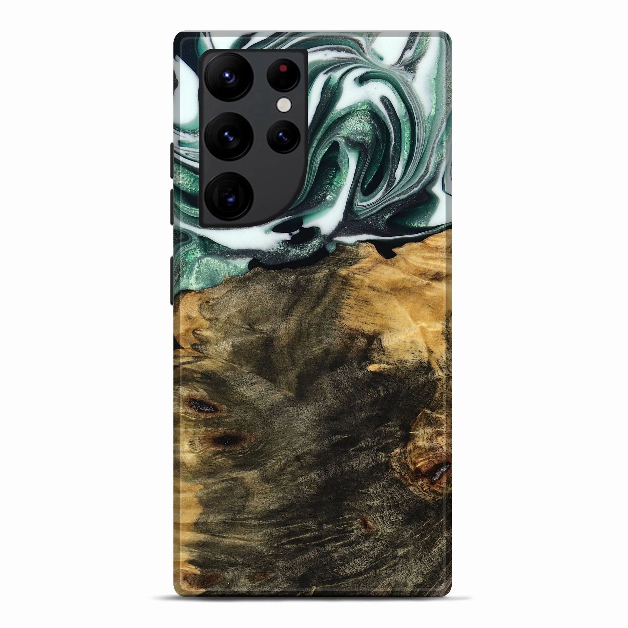 Bubble Free Installation Galaxy S22 Ultra Wood Live Edge Phone Case - Tillie (Green, 751312)