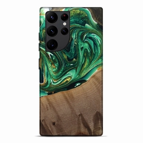 Anti Shock Film Protective Film Galaxy S22 Ultra Wood Live Edge Phone Case - Virgie (Green, 777350)