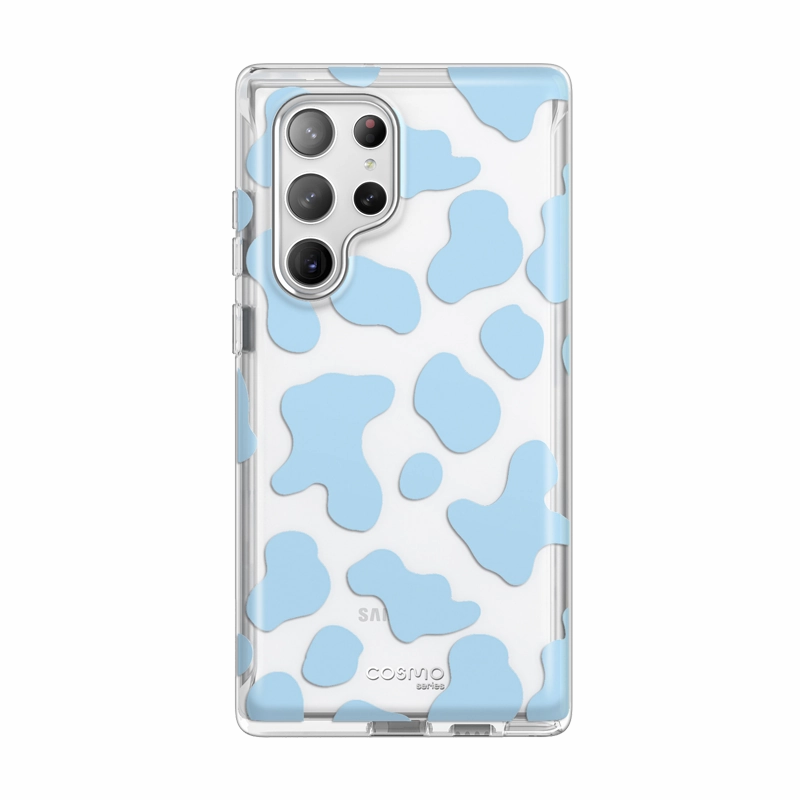 Anti Finger Mark Fingerprint Free Galaxy S23 Ultra Cosmo Case -Blue Cow