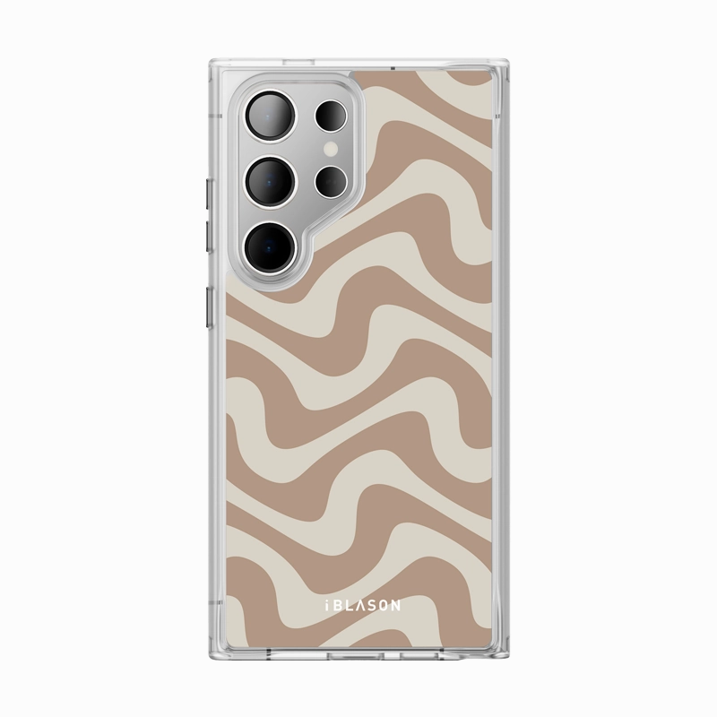 HD Clarity Galaxy S23 Ultra Halo Magsafe Cute Phone Case - Brown Retro Swirl