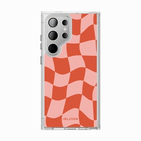 HD Clarity Oleophobic Coating Galaxy S23 Ultra Halo Magsafe Cute Phone Case - Pink Retro Checkers