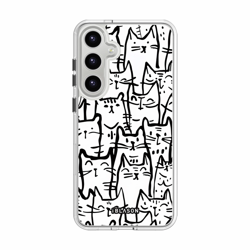 Anti Finger Stain Galaxy S24 Plus Halo Magsafe Cute Phone Case - White Cat