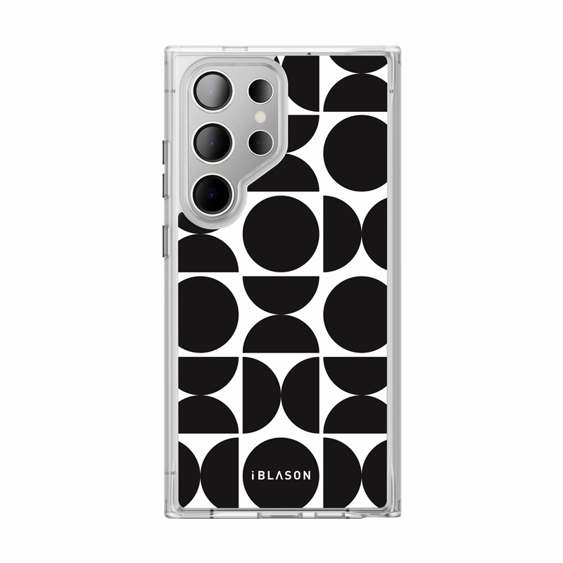 Galaxy S24 Ultra Halo Magsafe Cute Phone Case - Black Retro Geometric Reinforced Corners