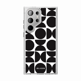 Galaxy S24 Ultra Halo Magsafe Cute Phone Case - Black Retro Geometric Reinforced Corners