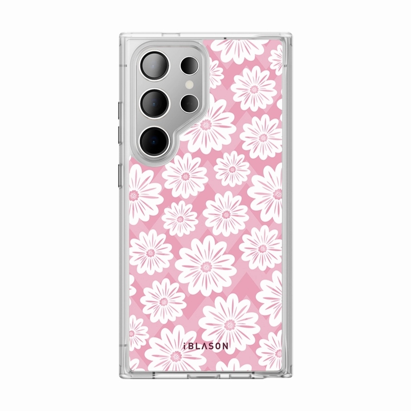 Scratch Resistant Coating Anti Finger Mark Film Galaxy S24 Ultra Halo Magsafe Cute Phone Case - Pink/White Daisies