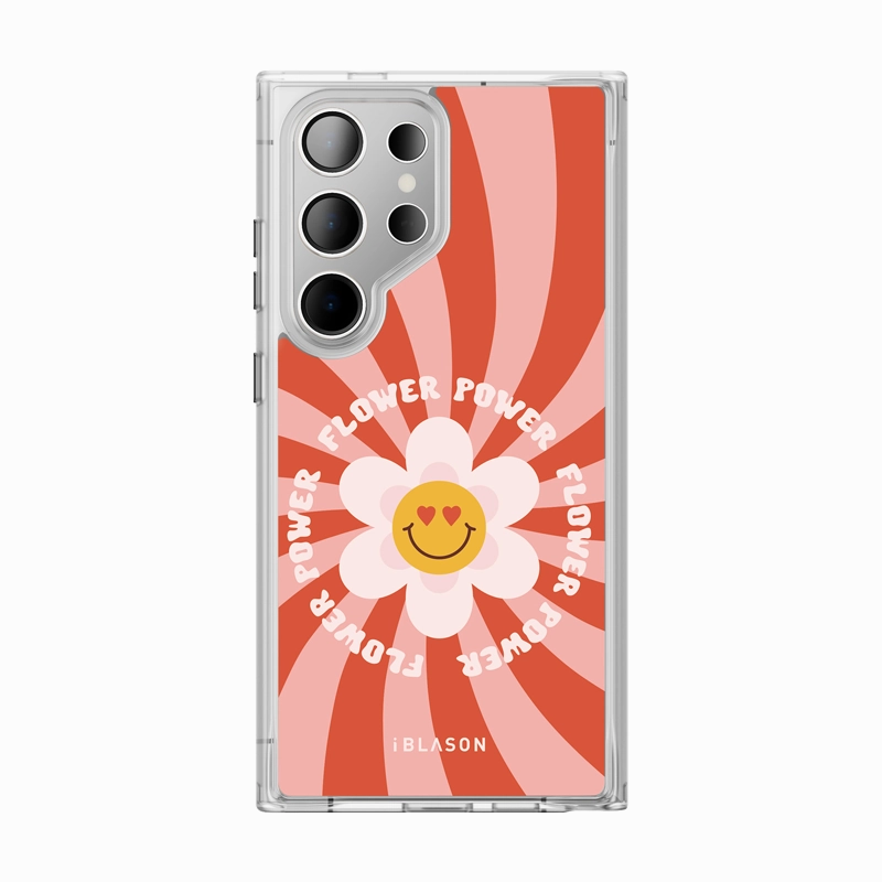 Galaxy S24 Ultra Halo Magsafe Cute Phone Case - Retro Flower Power Case Friendly Glass Anti Finger Oil Coating