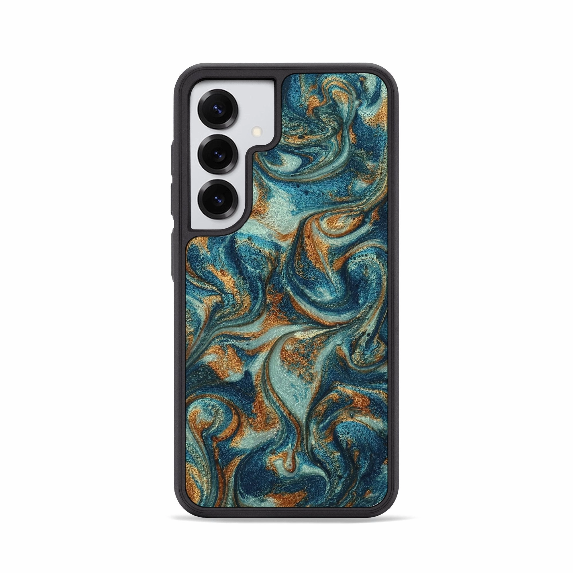 Galaxy S25 Resinart Phone Case - Azael (Teal & Gold, 780231) Anti Finger Smudge Anti Reflection