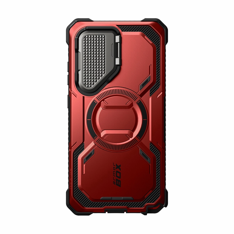 Easy Installation Galaxy S25 Ultra Armorbox Protective Phone Case - Metallic Red