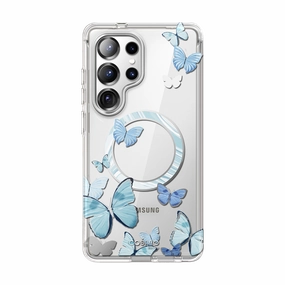 Galaxy S25 Ultra Cosmo Cute Case -Blue Butterfly Fingerprint Repellent