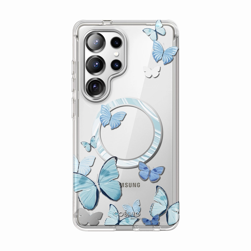 Galaxy S25 Ultra Cosmo Cute Case -Blue Butterfly Fingerprint Repellent