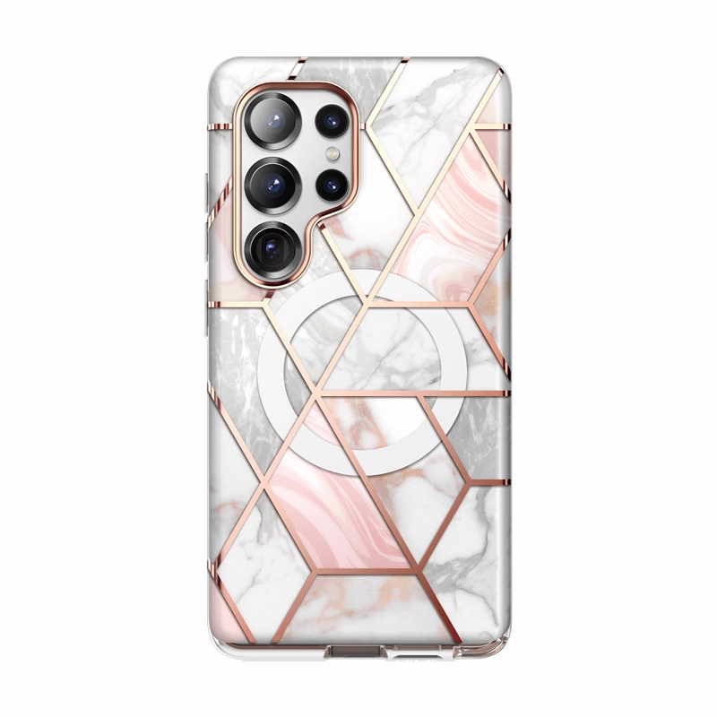 Galaxy S25 Ultra Cosmo Cute Case -Marble Pink Anti Finger Streak Screen Defense