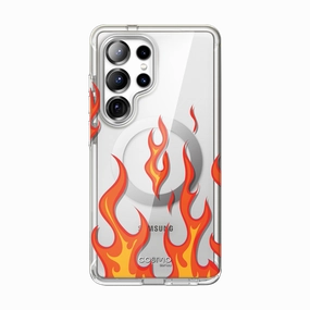 Tempered Glass Galaxy S25 Ultra Cosmo Cute Case -Orange Flame