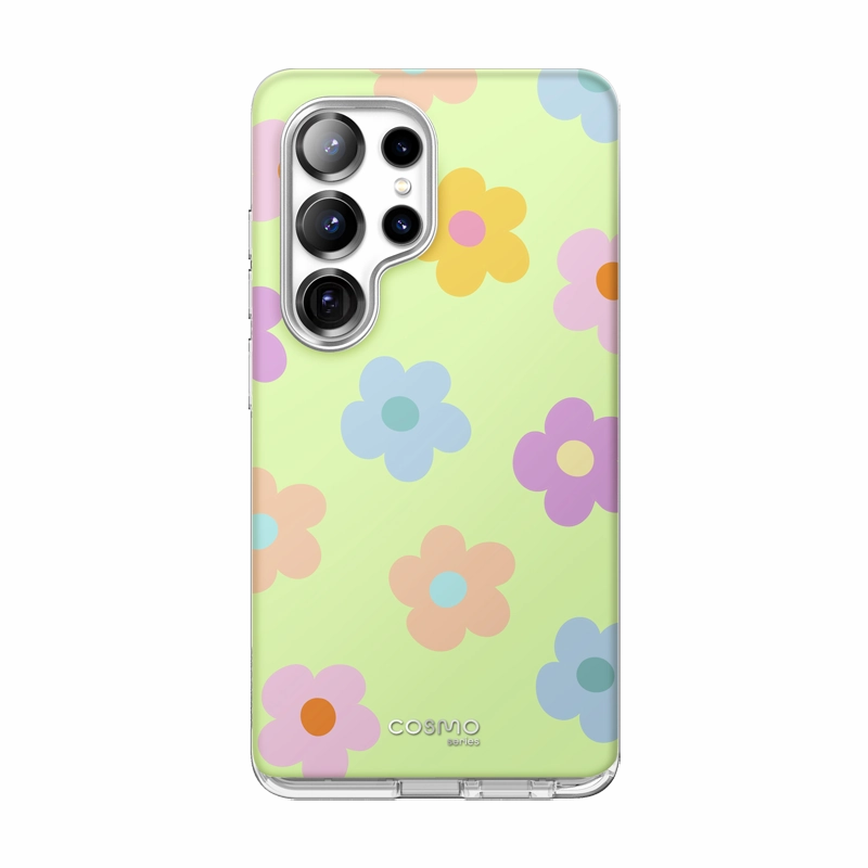 Galaxy S25 Ultra Cosmo Cute Case -Pastel Flowers Protective Layer Anti Blue Light