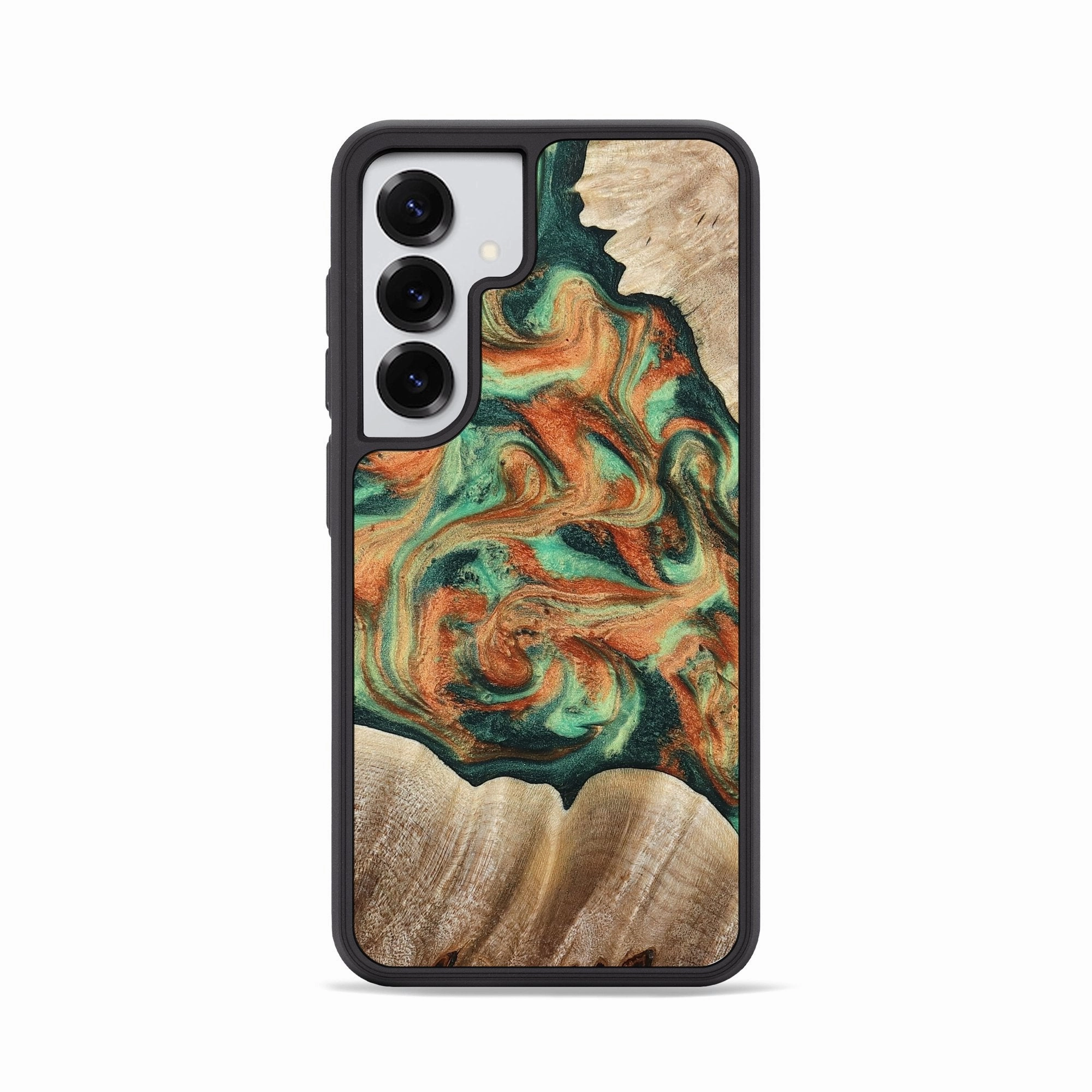 Anti Fingerprint Screen Soft Edge Galaxy S25 Wood Phone Case - Abigale (Green, 780542)