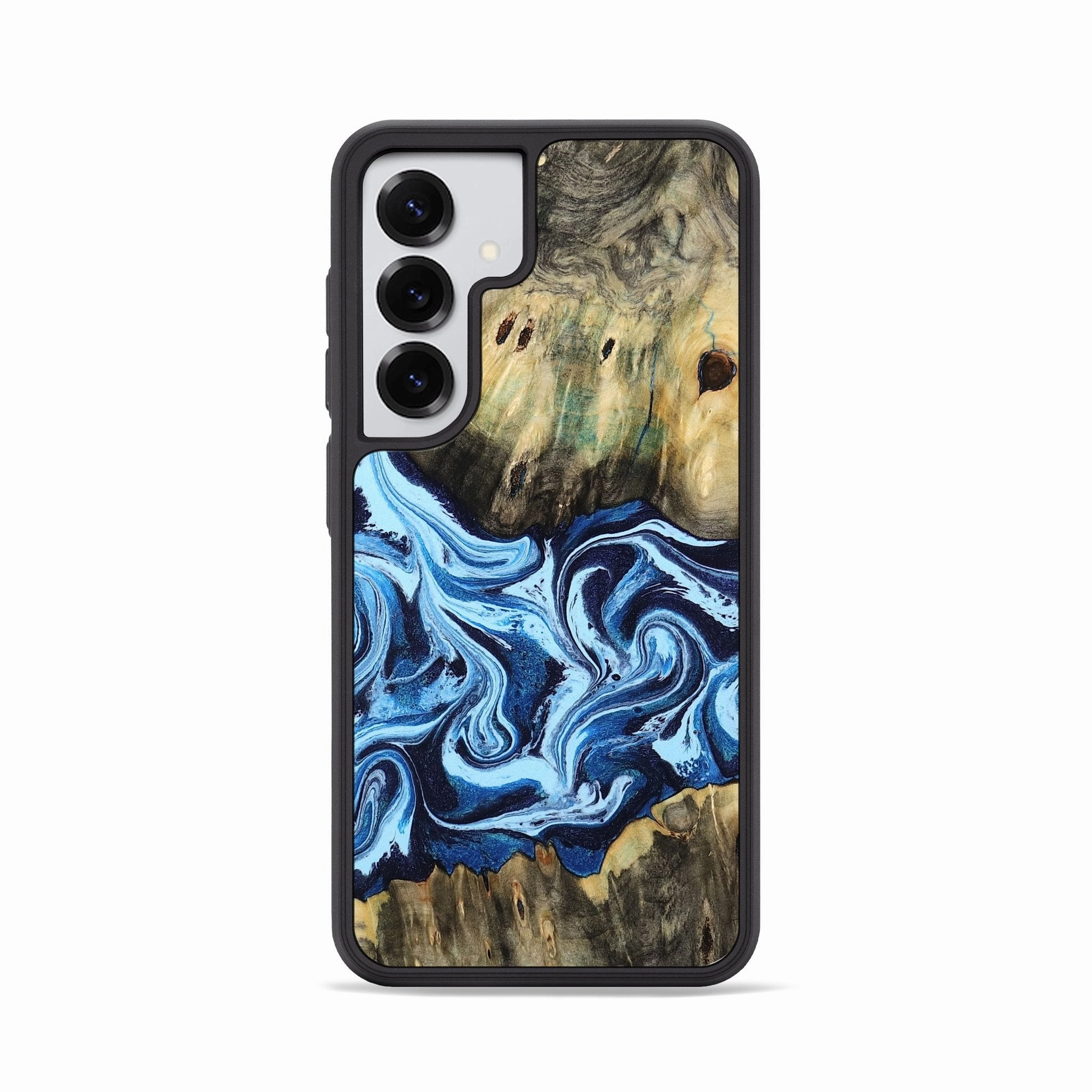 Galaxy S25 Wood Phone Case - Adah (Blue, 769702) Tempered Screen Protector