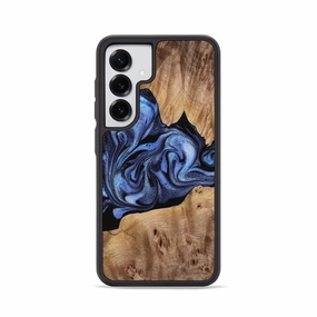 Galaxy S25 Wood Phone Case - Aedan (Blue, 770156) Anti Fingerprint Coating