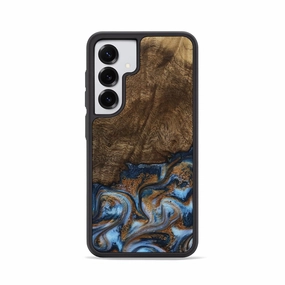 Galaxy S25 Wood Phone Case - Alison (Teal & Gold, 780168) Shock Absorption Bubble Resistant Film