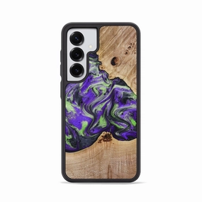Galaxy S25 Wood Phone Case - Alpha (Purple, 781677) Impact Protection
