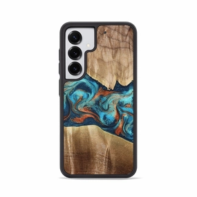 Anti Shock Film Anti Yellowing Film Galaxy S25 Wood Phone Case - Antoine (Teal & Gold, 777754)