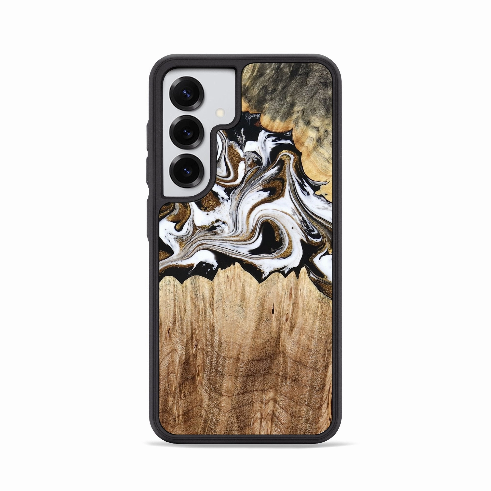 Galaxy S25 Wood Phone Case - Arleen (Black & White, 776236) Fingerprint Resistant Coating