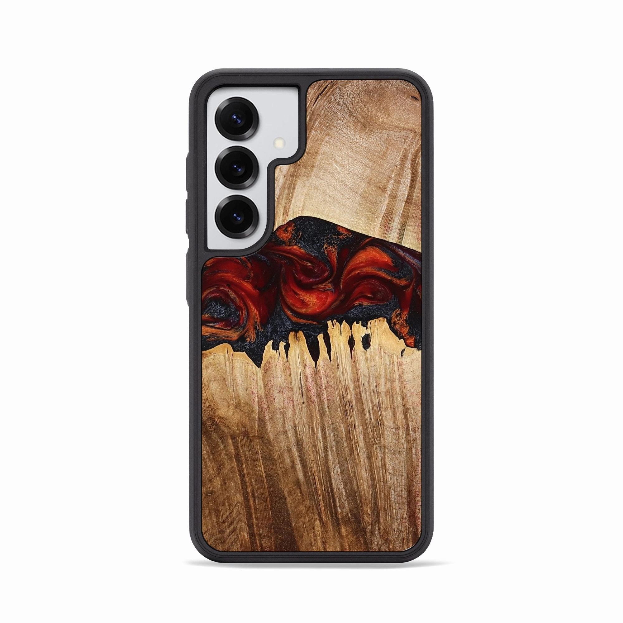Fingerprint Free Rounded Edges Galaxy S25 Wood Phone Case - Ashli (Red, 779631)