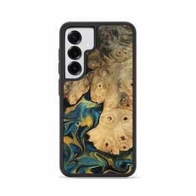 Galaxy S25 Wood Phone Case - Audrina (Teal & Gold, 770569) Soft Edge Anti Glare Film