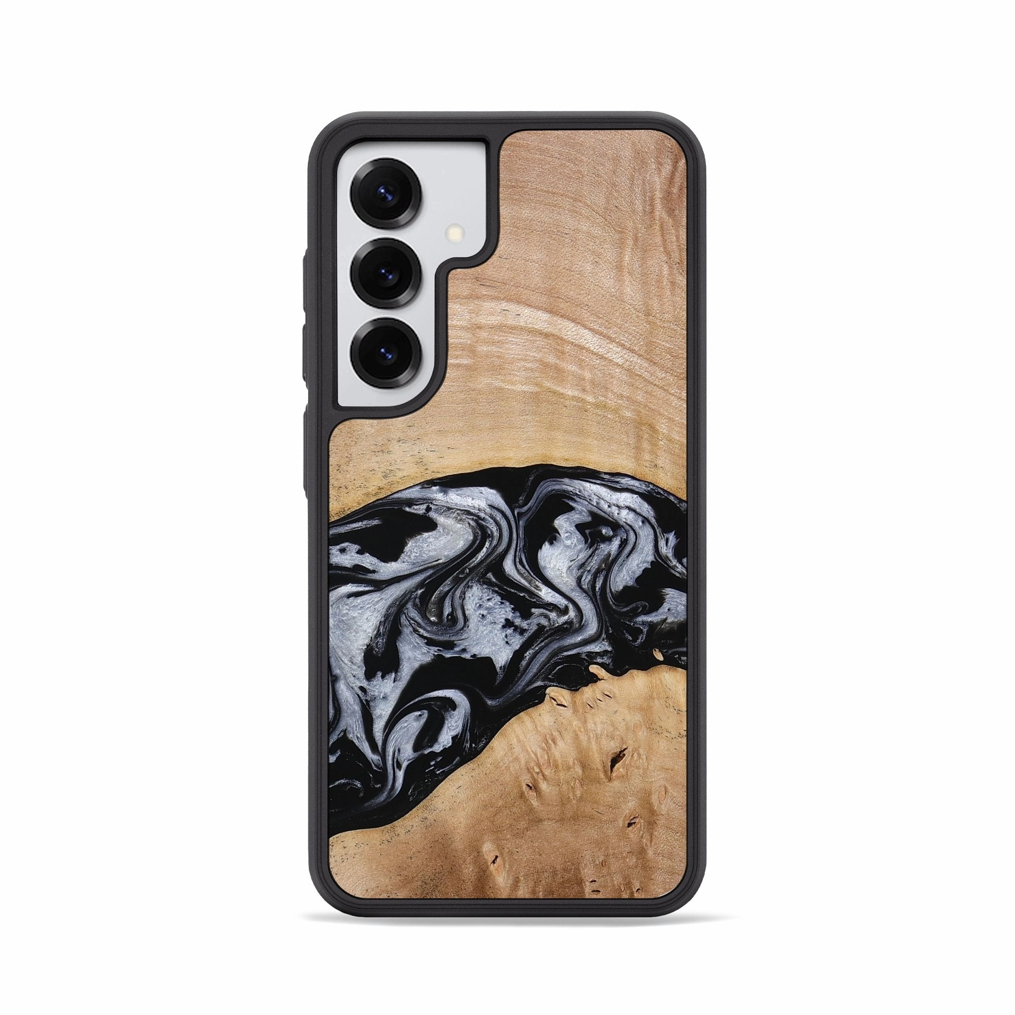Galaxy S25 Wood Phone Case - Aviana (Black & White, 773307) Edge to Edge Protection