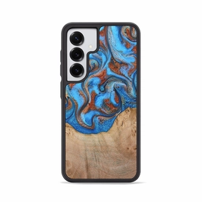 Galaxy S25 Wood Phone Case - Aydin (Teal & Gold, 780461) Smooth Touch