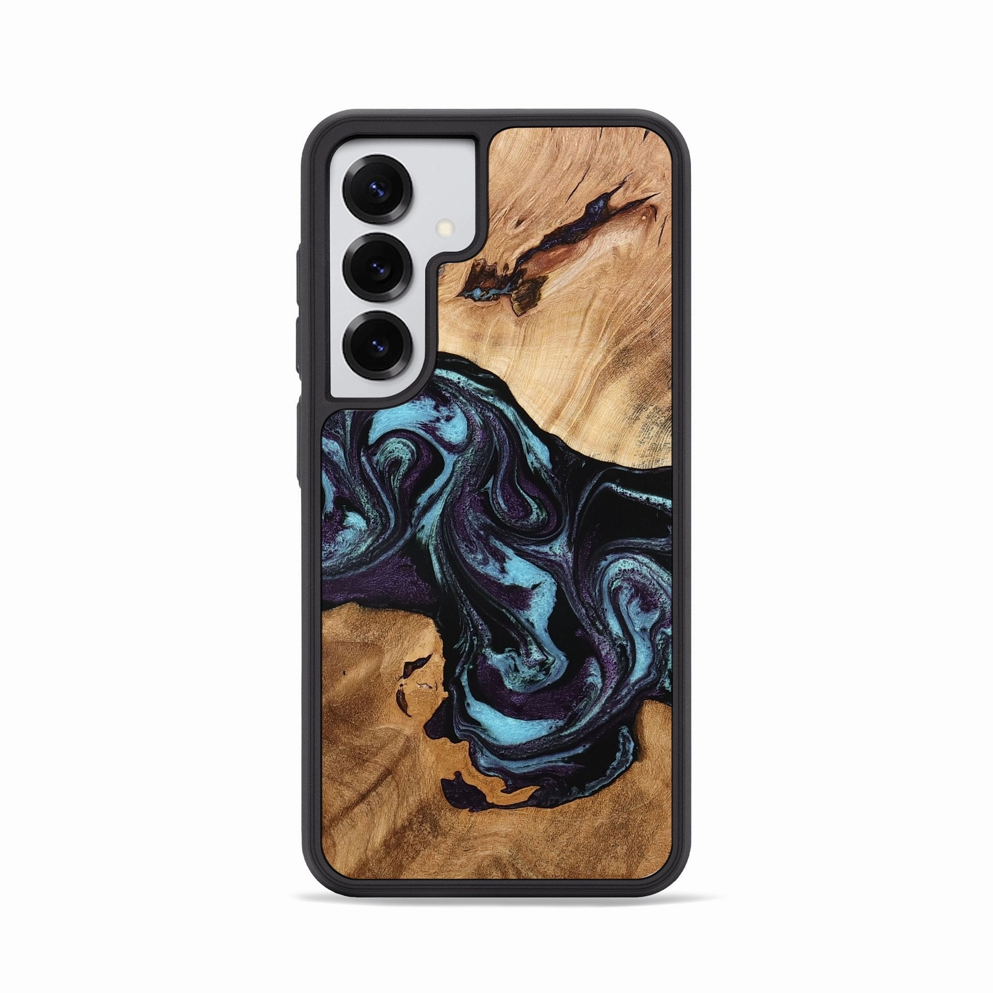 Shock Guard Scratch Resistant Glass Galaxy S25 Wood Phone Case - Baylee (Blue, 777011)