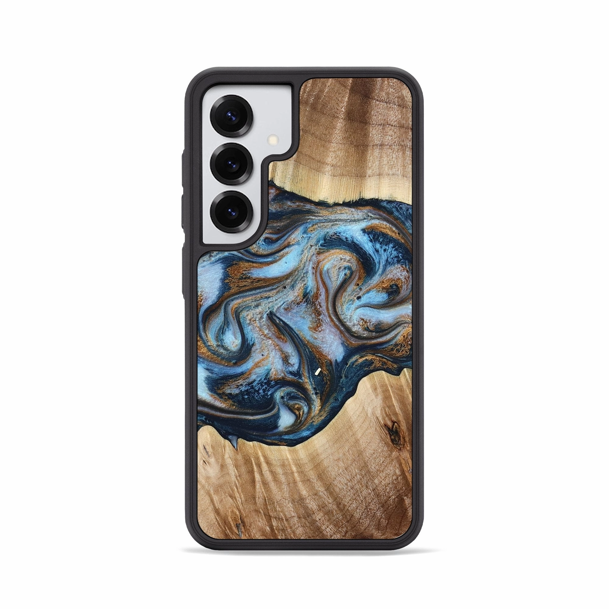 Water Resistant Anti Fog Galaxy S25 Wood Phone Case - Bertie (Teal & Gold, 779219)