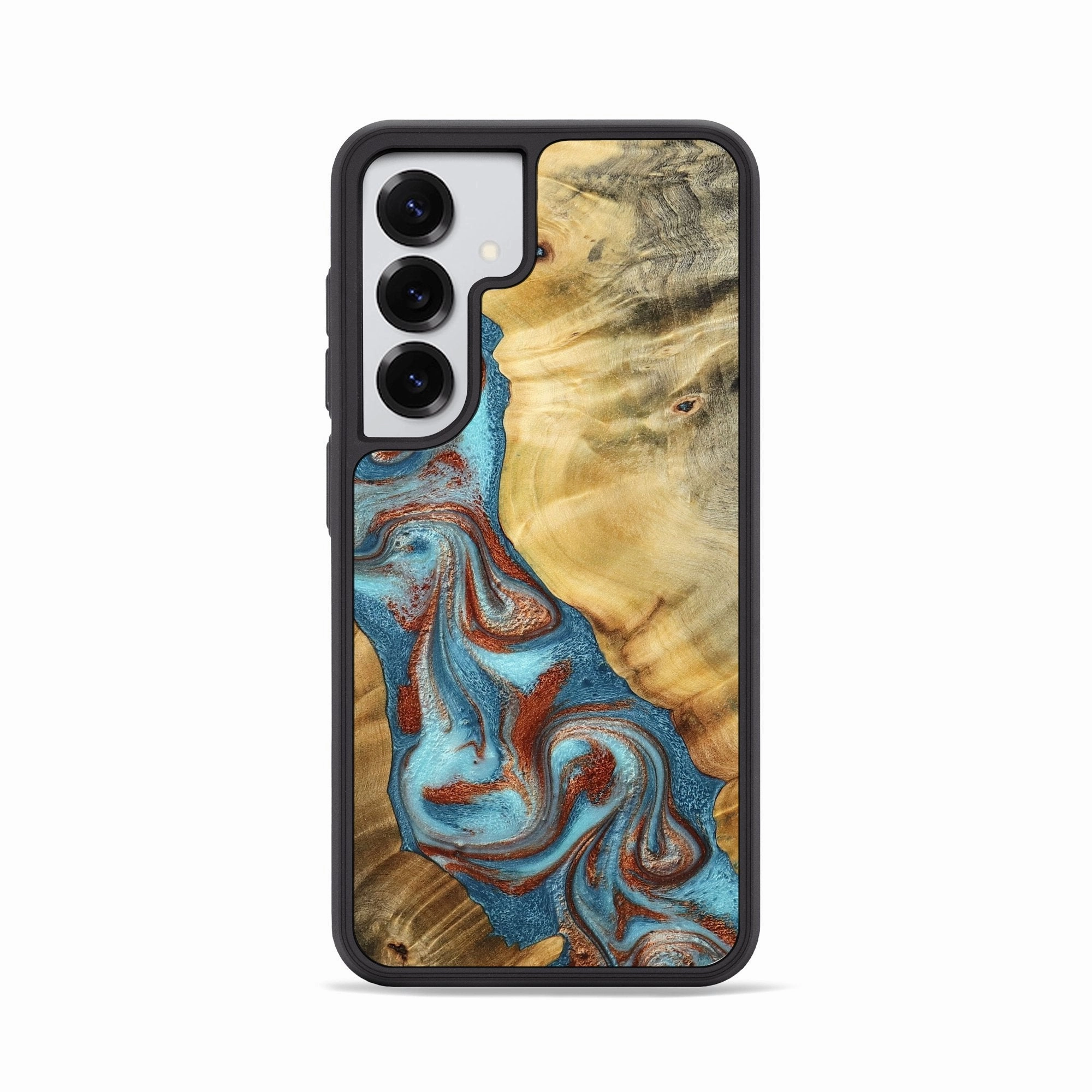 Galaxy S25 Wood Phone Case - Blakely (Teal & Gold, 775169) Crystal Clear