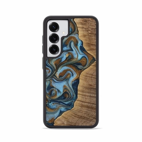 Galaxy S25 Wood Phone Case - Brenda (Teal & Gold, 771529) Anti Fingerprint Film Anti Scratch Shield