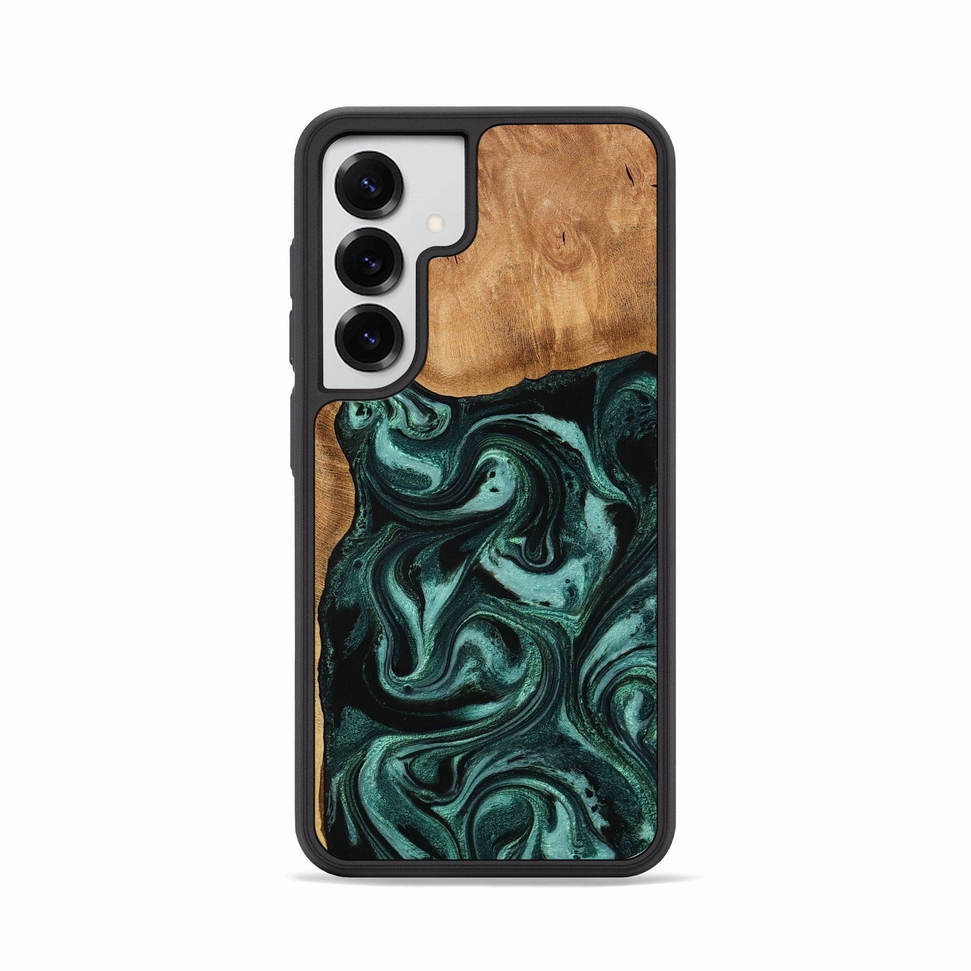 Galaxy S25 Wood Phone Case - Brett (Green, 774950) Anti Shock Screen Case Friendly