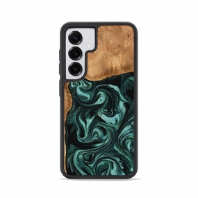 Galaxy S25 Wood Phone Case - Brett (Green, 774950) Anti Shock Screen Case Friendly