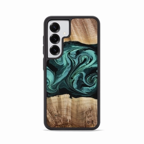 Anti Finger Streak Scratch Resistant Galaxy S25 Wood Phone Case - Briella (Green, 770029)