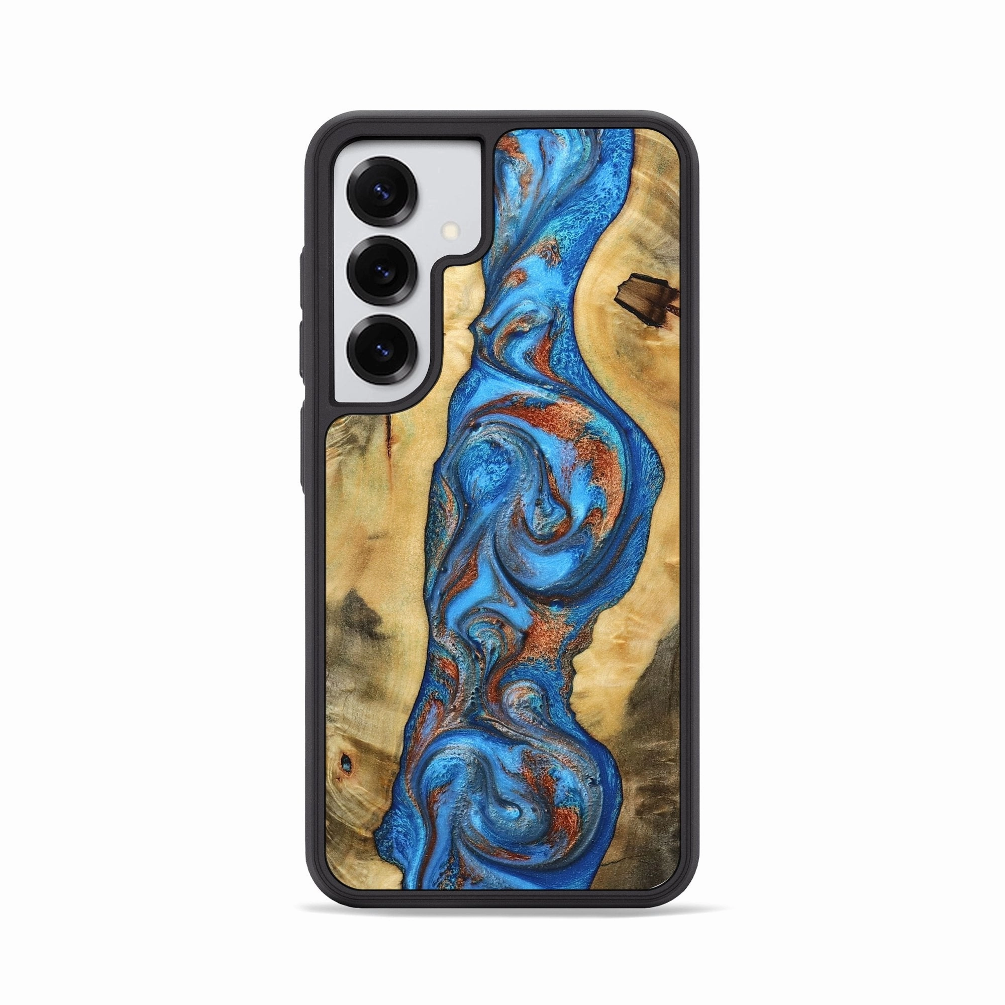 Galaxy S25 Wood Phone Case - Carson (Teal & Gold, 781704) Anti Dust Protective Film