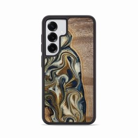 Protective Cover Galaxy S25 Wood Phone Case - Cherry (Teal & Gold, 772158)