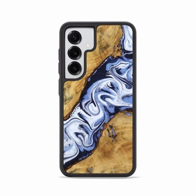 Galaxy S25 Wood Phone Case - Cristy (Blue, 772226) Fingerprint Resistant Screen